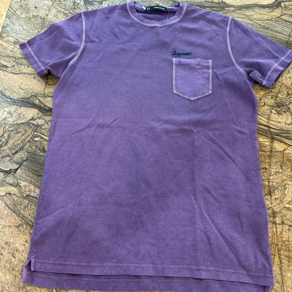 DSQUARED2 Purple Henley Logo Crew Neck T-Shirt - Picture 1 of 6